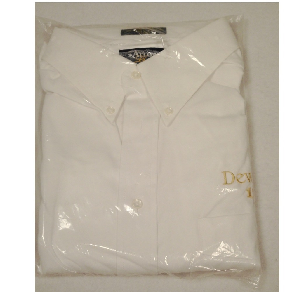 New Arrow Gold Pinpoint Long‎ Sleeve Button Down Shirt Men's XL White Dewar's 12